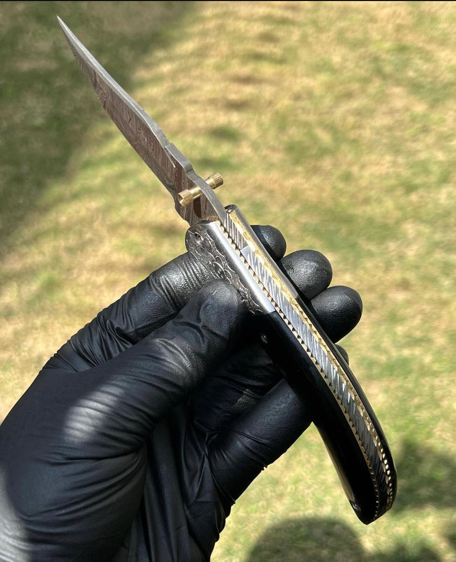 Custom Handmade Damascus steel Blade EDC Folding Pocket Knife