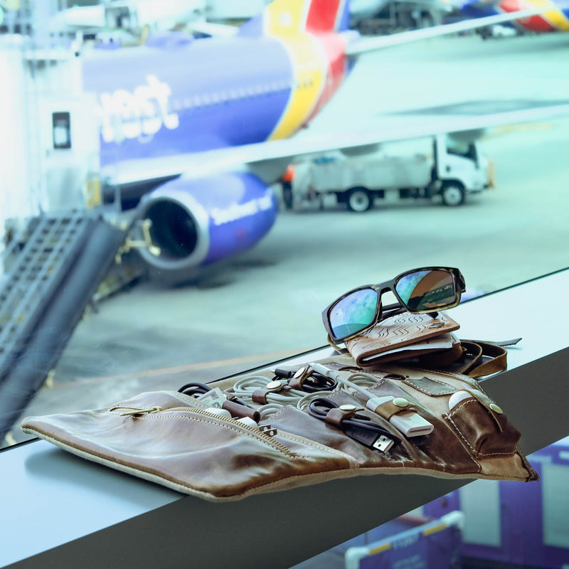 Leather and Canvas Tech Roll - Lifetime Leather Co