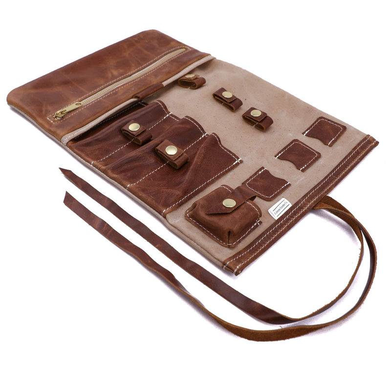 Leather and Canvas Tech Roll - Lifetime Leather Co