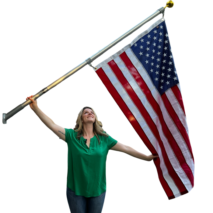 Phoenix 6FT Commercial Aluminum Outrigger Flag Pole Set USA Flag