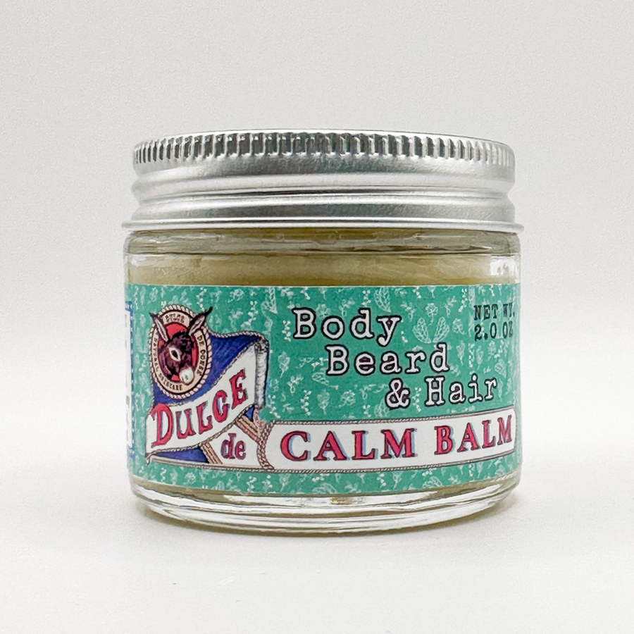 Front view of the 2 oz Calm Balm jar for body, beard, and hair