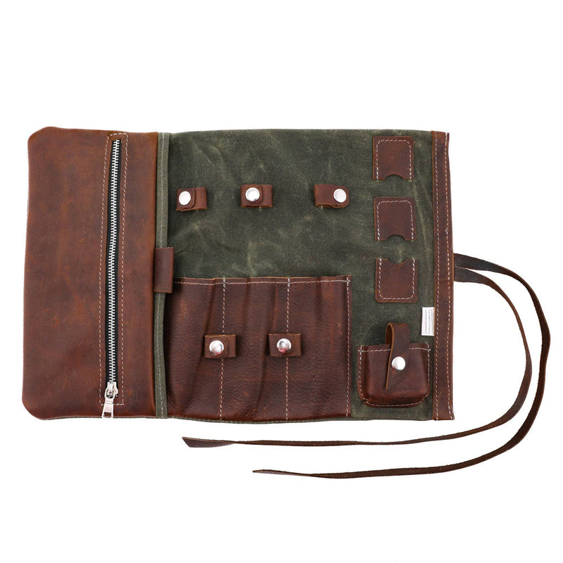 Leather and Canvas Tech Roll - Lifetime Leather Co