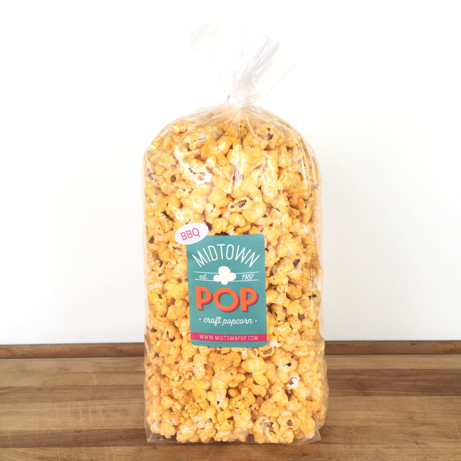 Bag of BBQ-seasoned popcorn