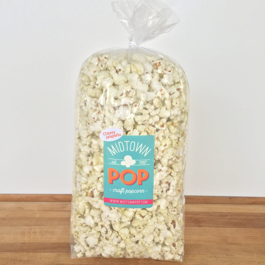 Bag of cheesy jalapeño popcorn