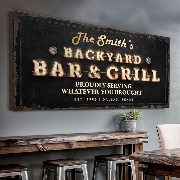 Backyard Bar Grill Sign Xviii