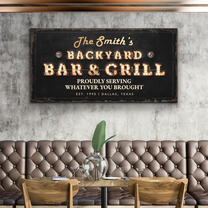 Backyard Bar Grill Sign Xviii