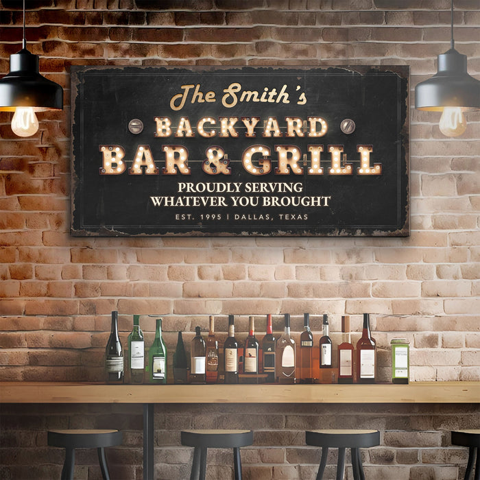 Backyard Bar Grill Sign Xviii