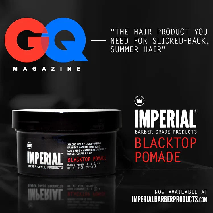 Blacktop Tinted Pomade — GQ-branded promotional graphic featuring Blacktop Pomade