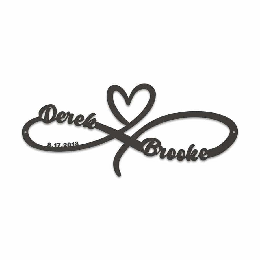 Infinity Anniversary Heart Monogram Metal Sign