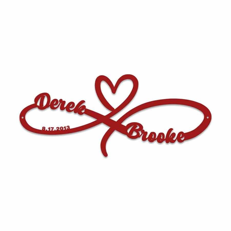 Infinity Anniversary Heart Monogram Metal Sign