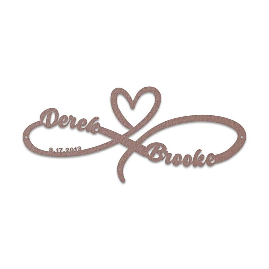 Infinity Anniversary Heart Monogram Metal Sign