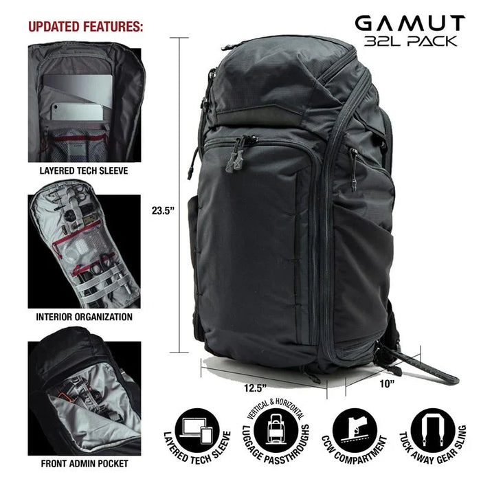Vertx Gamut 32L | Discreet CCW & 16" Laptop Carry | Low-Vis Profile