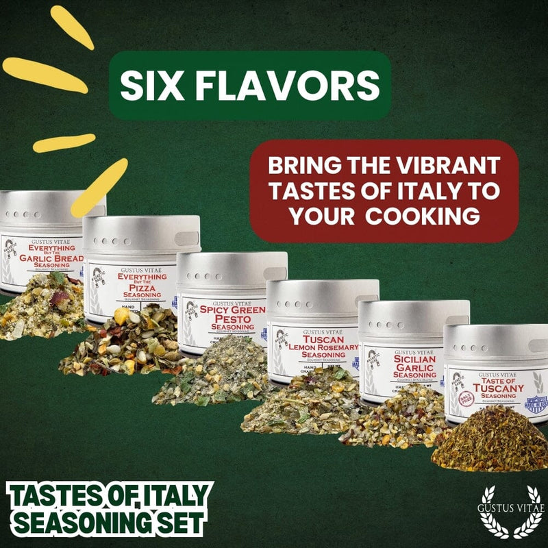 Italian Seasoning Gift Set - Tastes of Italy - Artisanal Spice Blends Six Pack Collections & Gift Sets Gustus Vitae