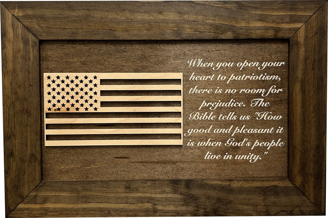 American Flag & Patriotism Decorative & Secure Wall-Mounted Gun Cabinet (Jacobean)