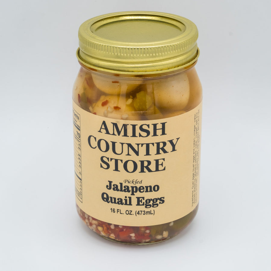 Pickled Jalapeño Quail Eggs (16 oz) | Amish Country Store