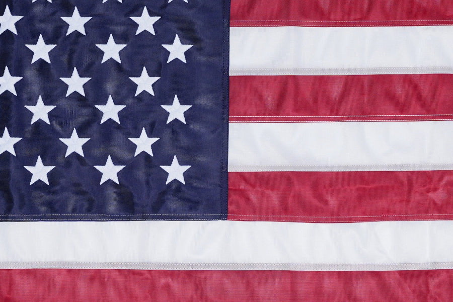 Close-up of the American flag stars and fabric