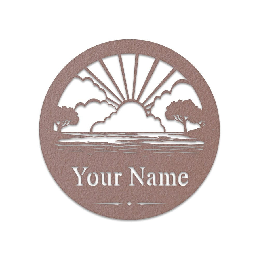 Lake Scenery Monogram - Metal Boat Sign