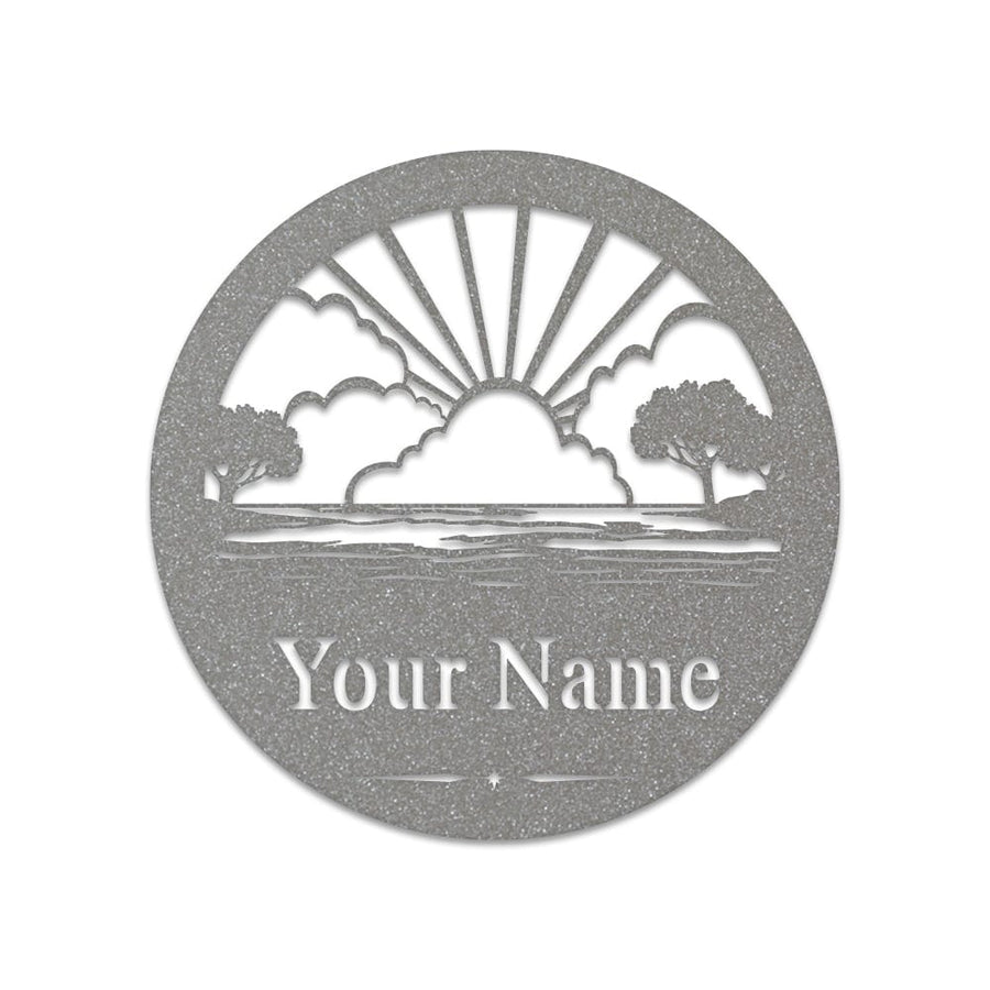 Lake Scenery Monogram - Metal Boat Sign