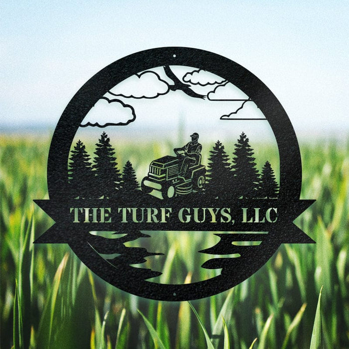 Lawnmower Monogram Sign – Personalized Metal Gift | Powder Coated Outdoor Metal Wall Art