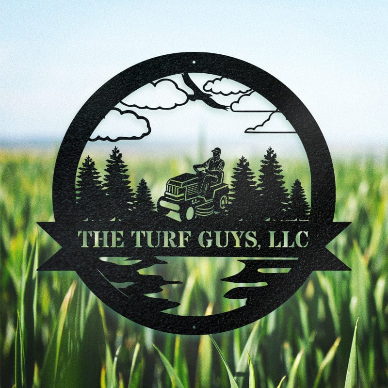 Lawnmower Monogram Sign – Personalized Metal Gift | Powder Coated Outdoor Metal Wall Art