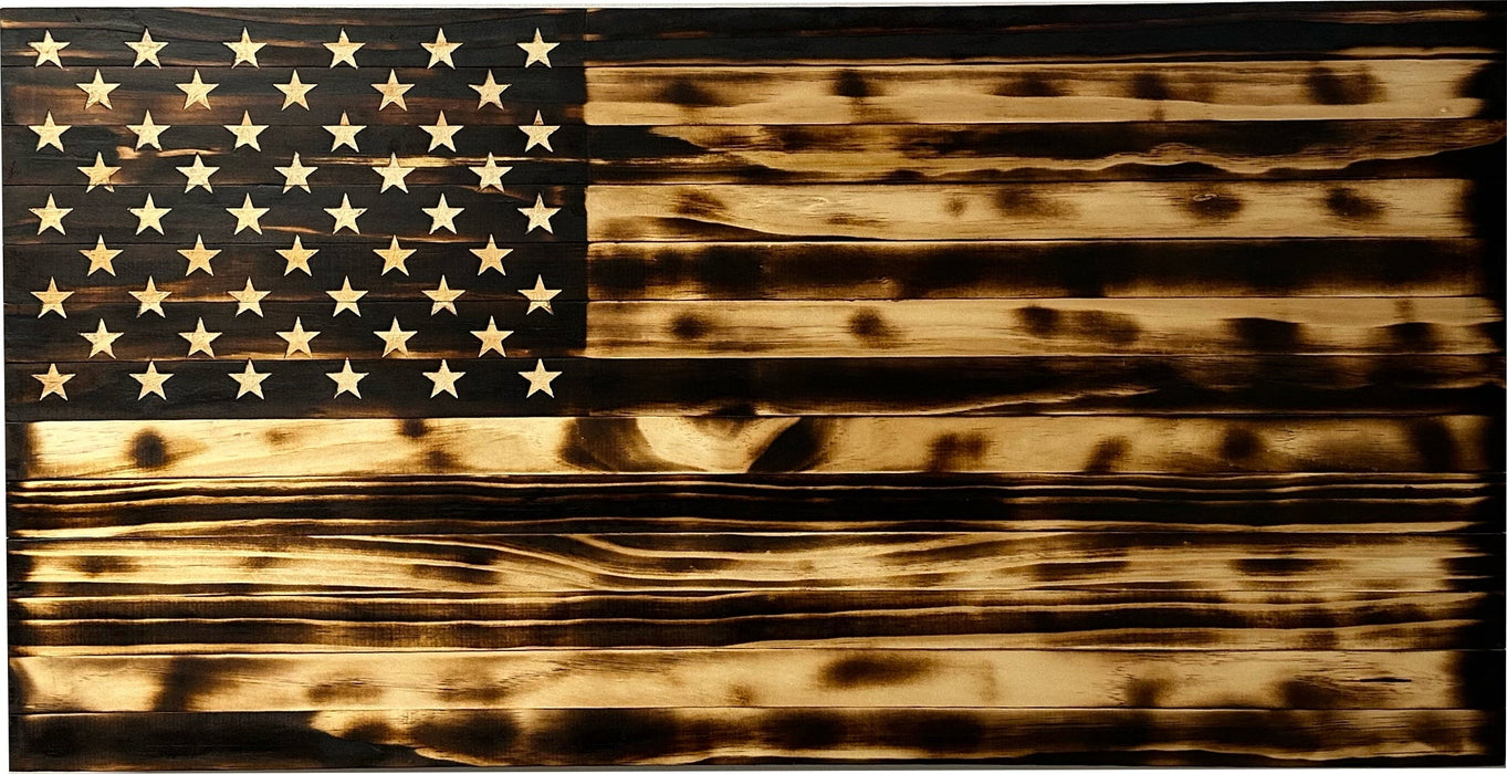 Large Burnt American Flag Hidden Gun Storage Cabinet (Burnt)