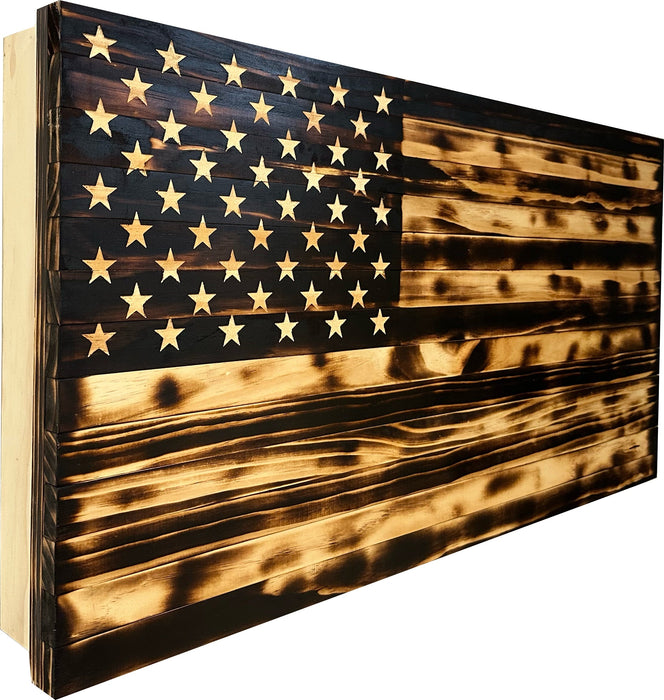 Large Burnt American Flag Hidden Gun Storage Cabinet (Burnt)