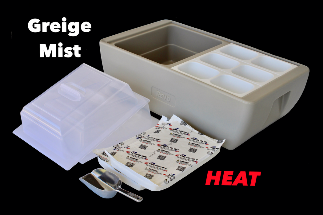 The Dubler HEAT is unique innovation as a flameless chafer and cooler combination that fits two 1/2 size food pans and up to 4” depth. The premium insulation, along with the heat packs and placing hot food trays straight from oven, provide a slow drop in temperature over time. Enjoy hot to eventually warm food for hours while the outside remains safe to touch for easy mobility.