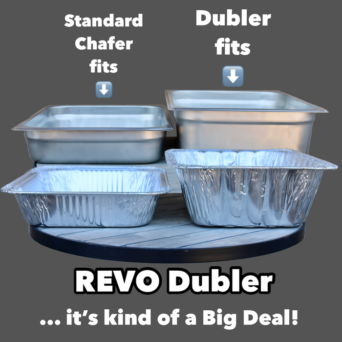 The Dubler HEAT is unique innovation as a flameless chafer and cooler combination that fits two 1/2 size food pans and up to 4” depth.  The premium insulation, along with the heat packs and placing hot food trays straight from oven, provide a slow drop in temperature over time.  Enjoy hot to eventually warm food for hours while the outside remains safe to touch for easy mobility.