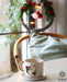 Handcrafted Christmas Wreath Espresso Cup & Saucer Set, 5.4 oz - Ceramic Santa Espresso Mugs, Holiday-Themed Espresso Coffee Cups