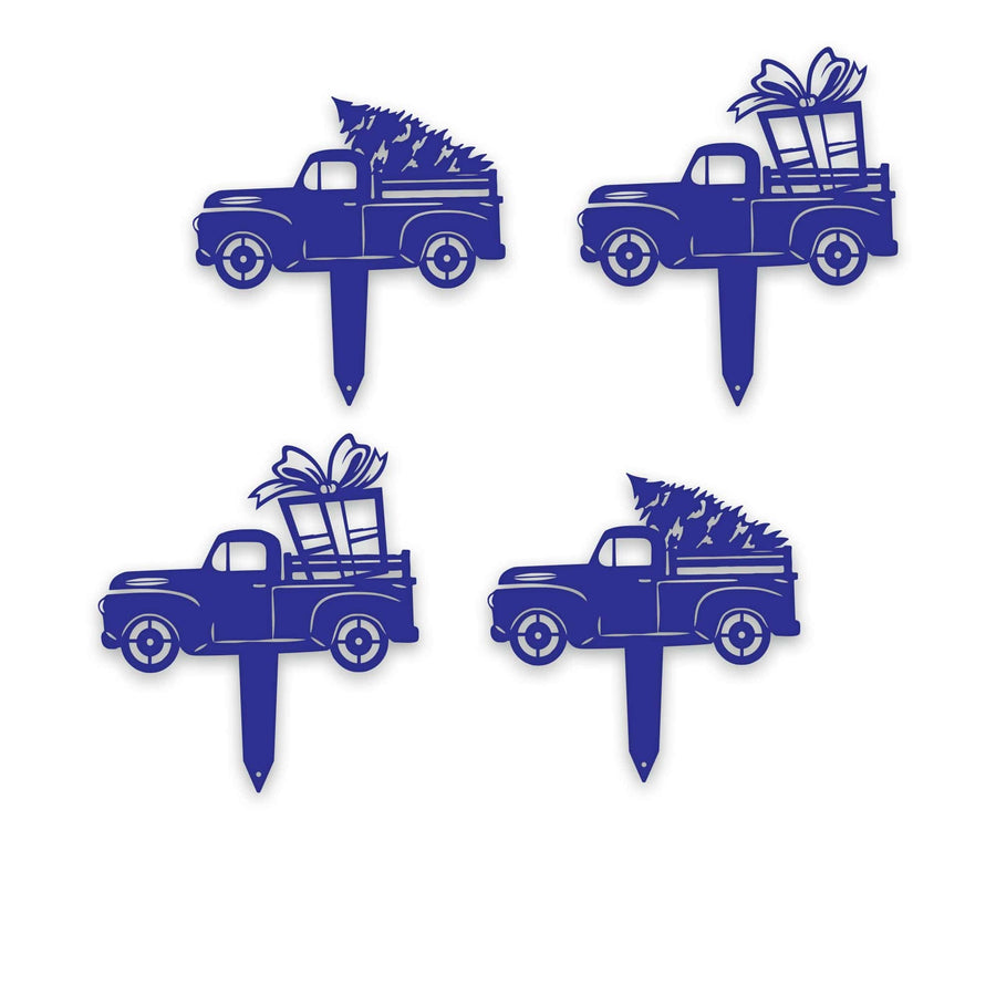 Little Red Truck Holiday Yard Stakes - Set of 4