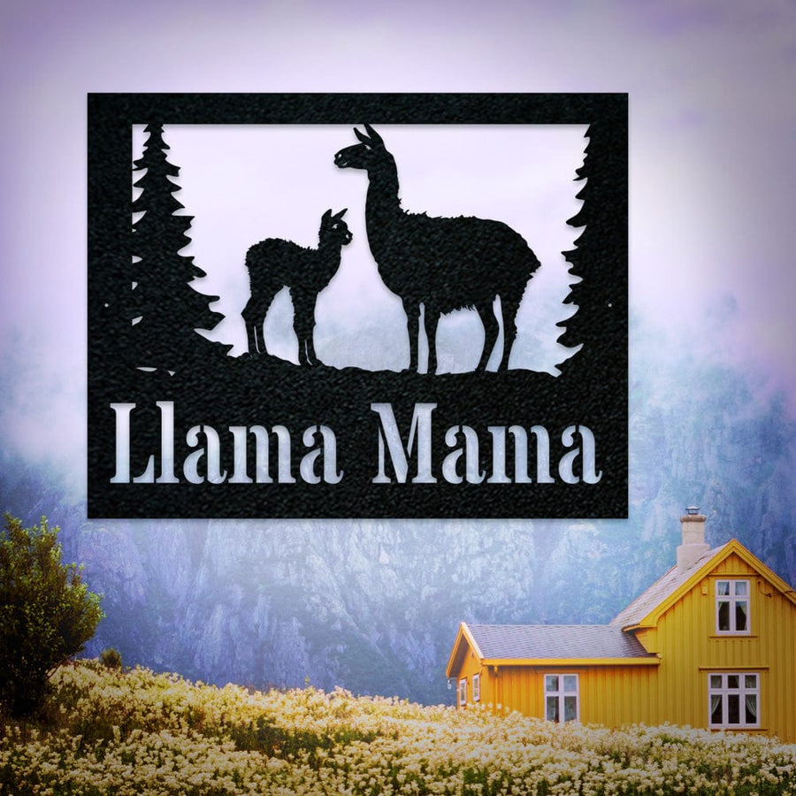 Llama Monogram - Metal Sign