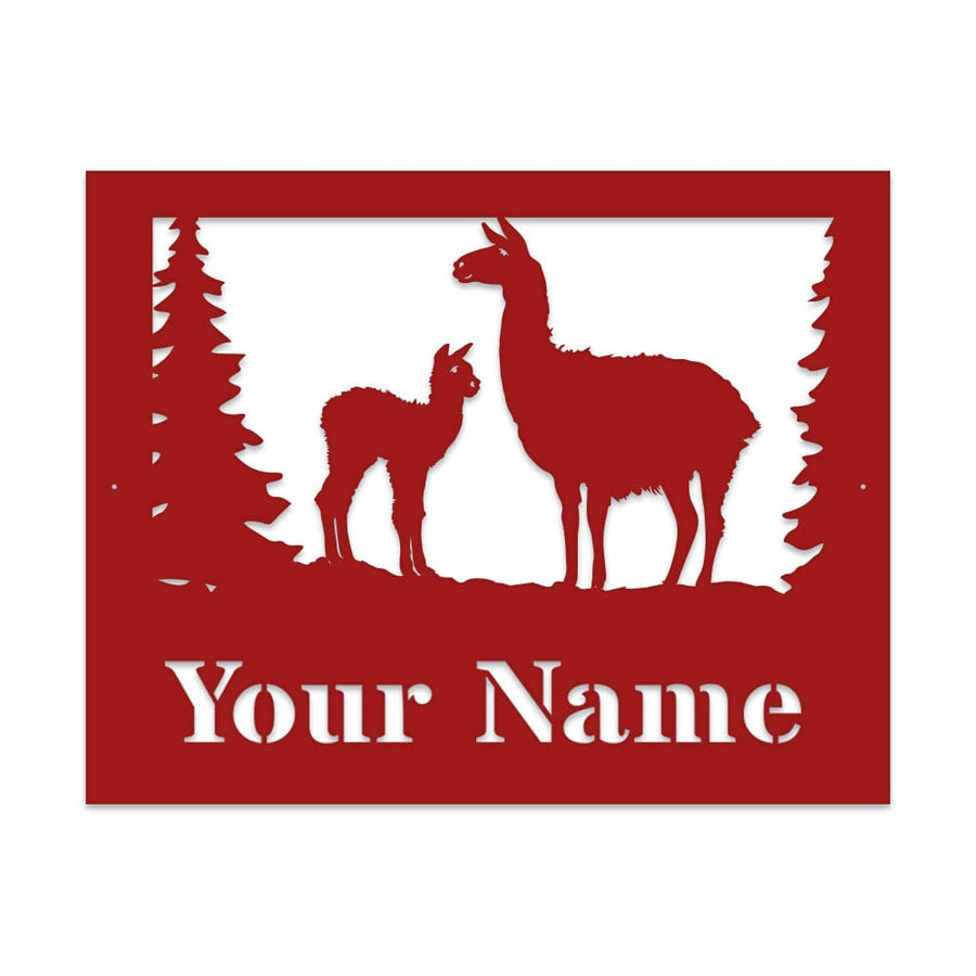 Llama Monogram - Metal Sign