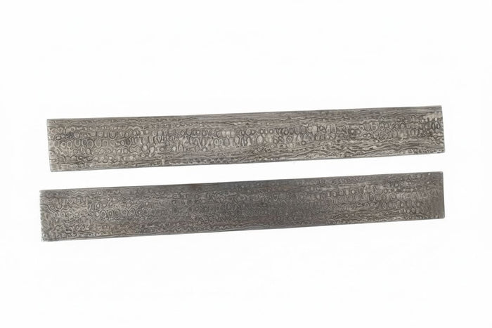 12 Inch Damascus Steel Billet Bar Pair 2 Inch Wide Pattern Welded Bladesmith Stock for Knife Making