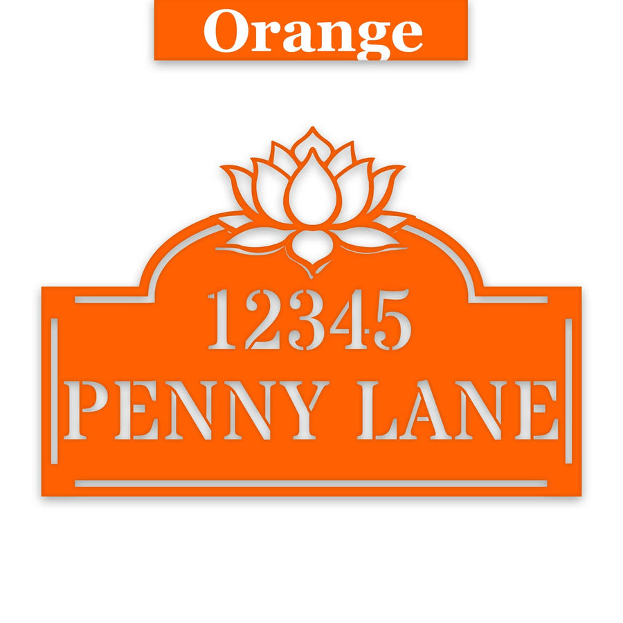 Lotus Address Plate - Custom Metal Address Sign