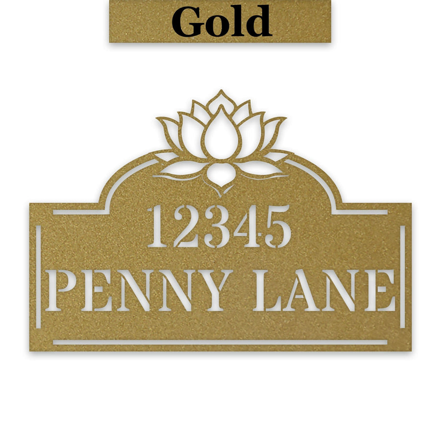 Lotus Address Plate - Custom Metal Address Sign