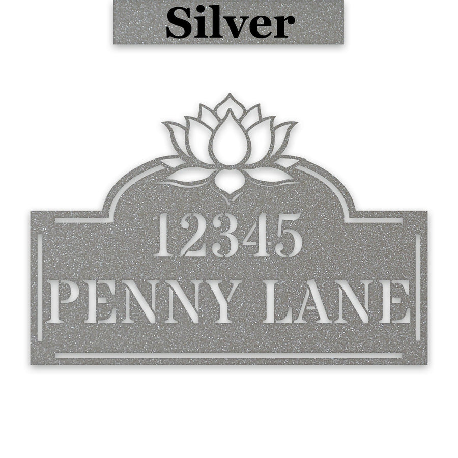 Lotus Address Plate - Custom Metal Address Sign