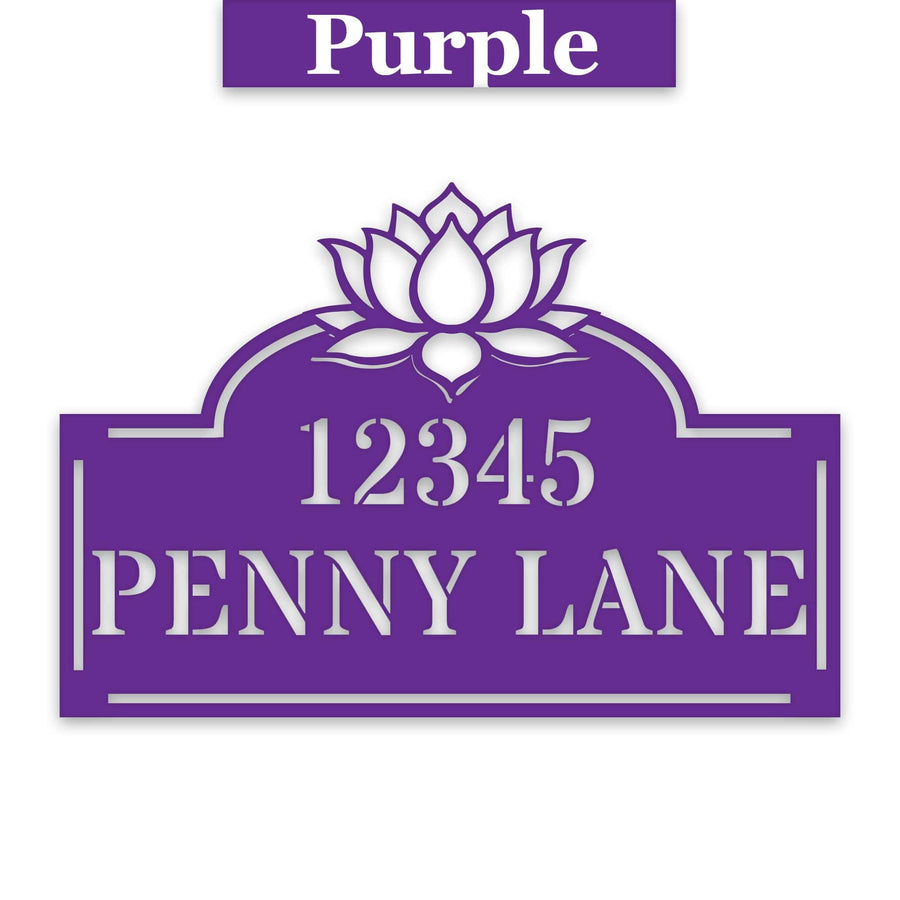 Lotus Address Plate - Custom Metal Address Sign