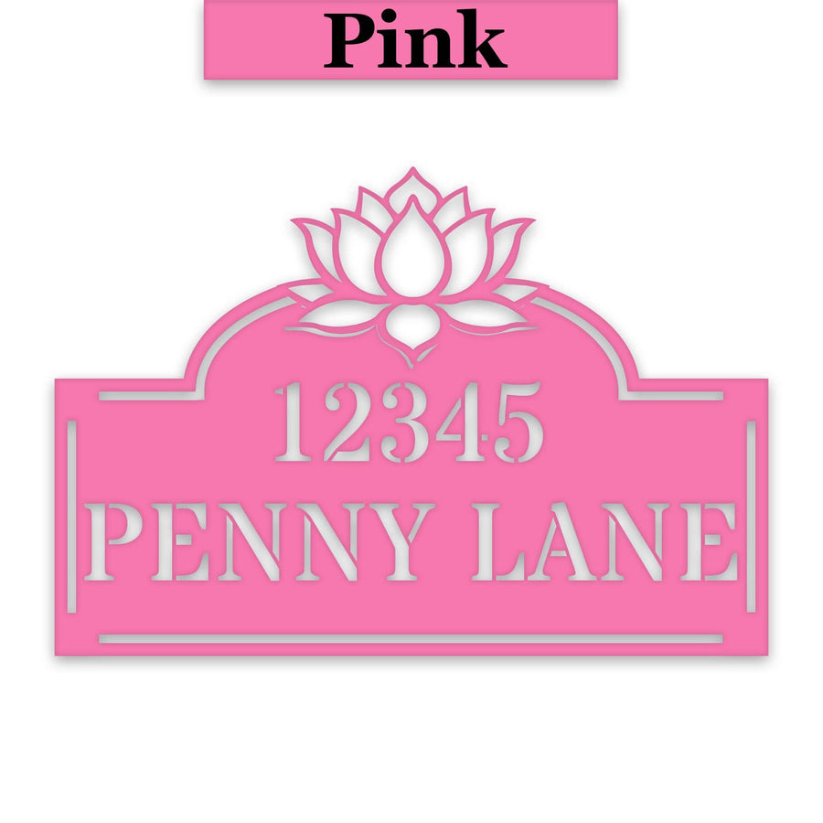 Lotus Address Plate - Custom Metal Address Sign