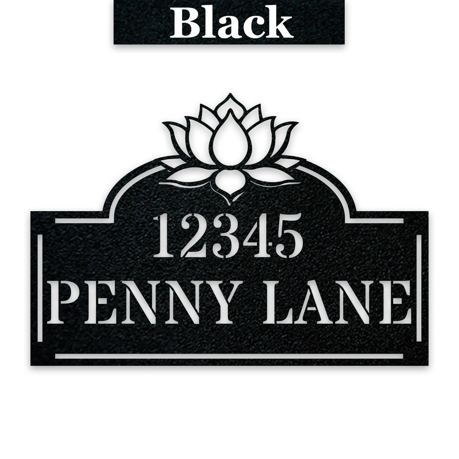 Lotus Address Plate - Custom Metal Address Sign