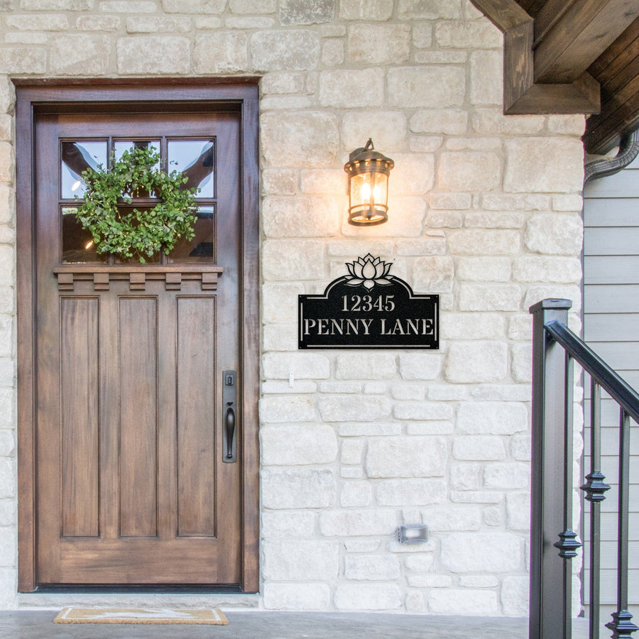 Lotus Address Plate - Custom Metal Address Sign