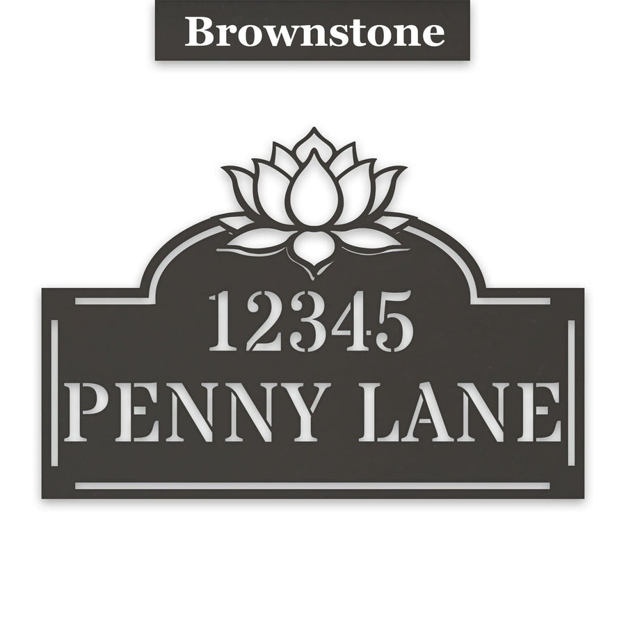 Lotus Address Plate - Custom Metal Address Sign