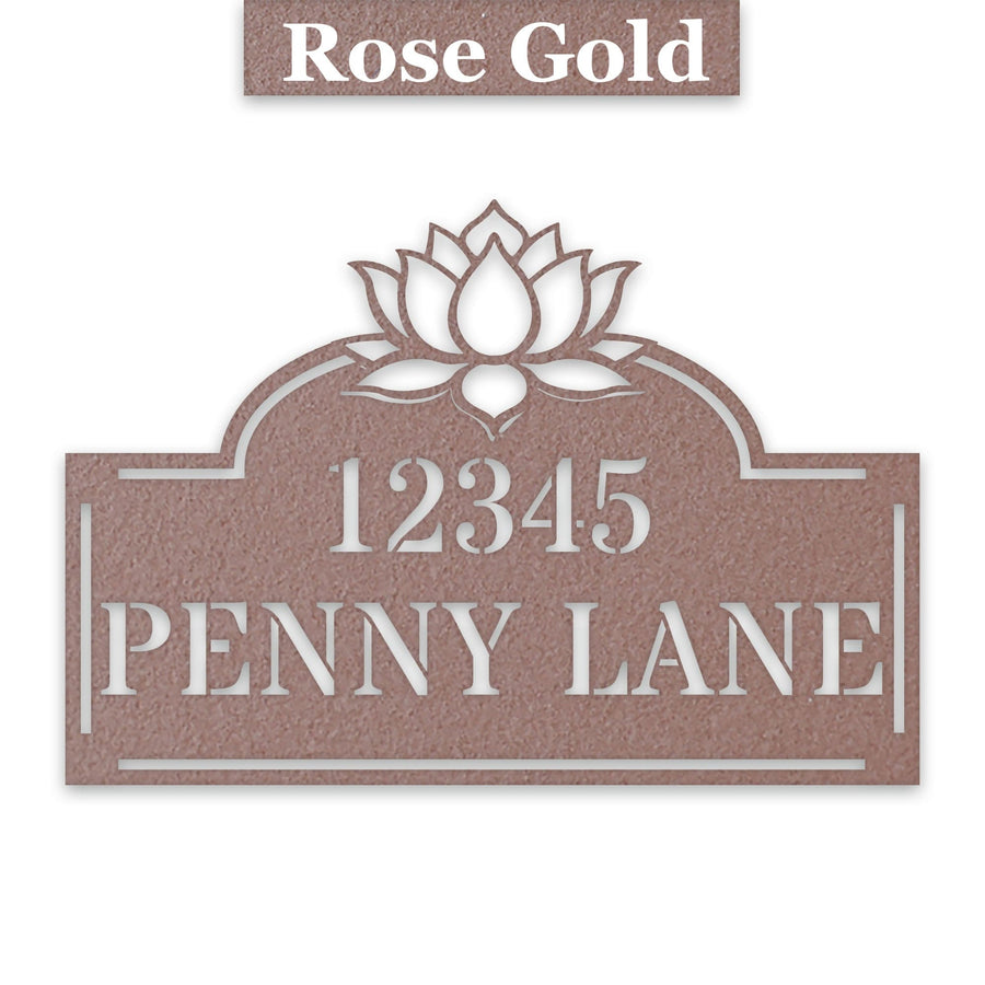 Lotus Address Plate - Custom Metal Address Sign