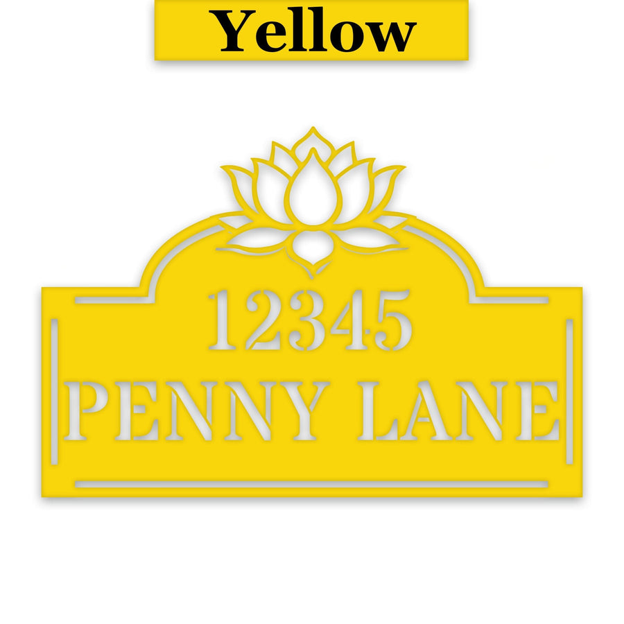 Lotus Address Plate - Custom Metal Address Sign