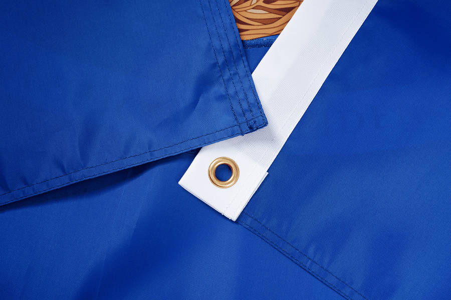 Louisiana State Flag fabric, white heading, and brass-tone grommet