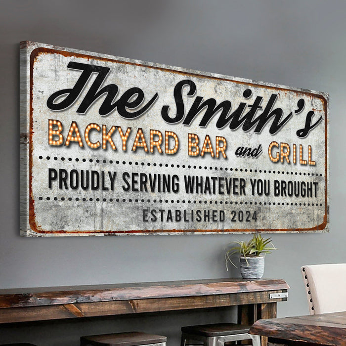 Backyard Bar Grill Sign Xx