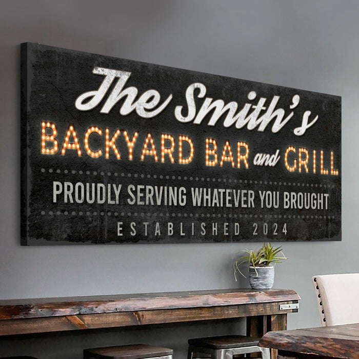 Backyard Bar Grill Sign Xvii