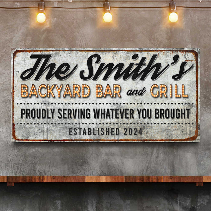 Backyard Bar Grill Sign Xx