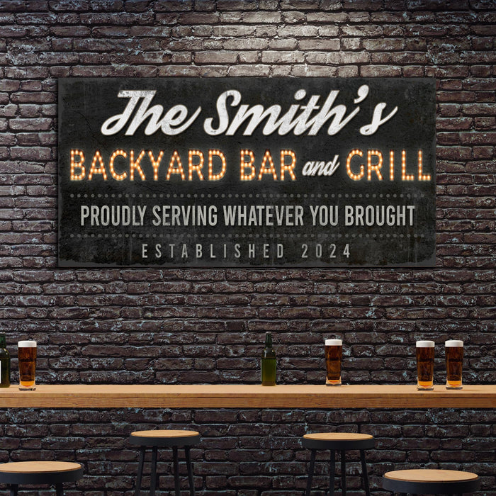 Backyard Bar Grill Sign Xvii