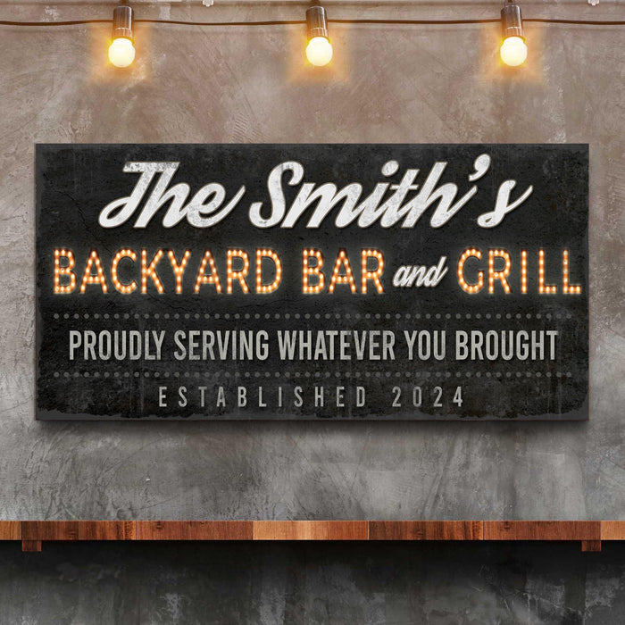 Backyard Bar Grill Sign Xvii