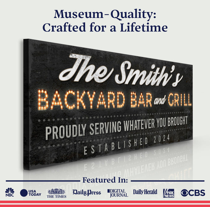 Backyard Bar Grill Sign Xvii